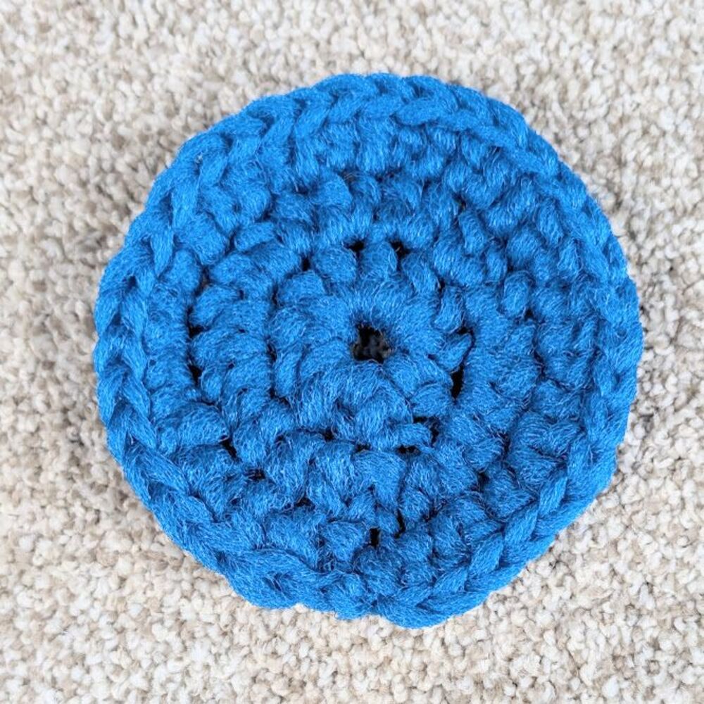Handmade Turquoise Nylon Crochet Pot Scrubber Round Home Decor